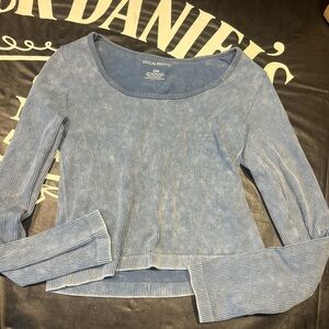 Women's Blue Ribbed Top